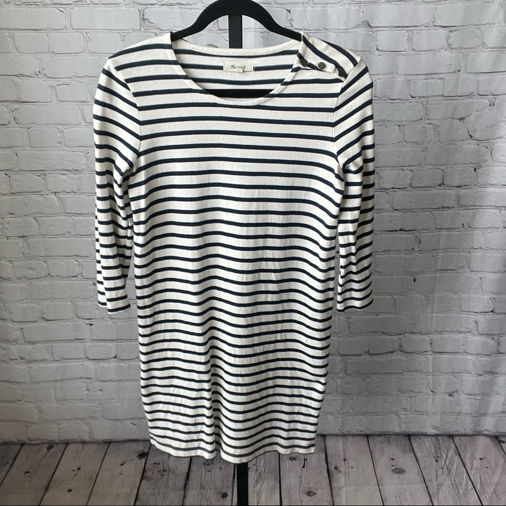Madewell Striped Sleeved Dress Size Extra Small